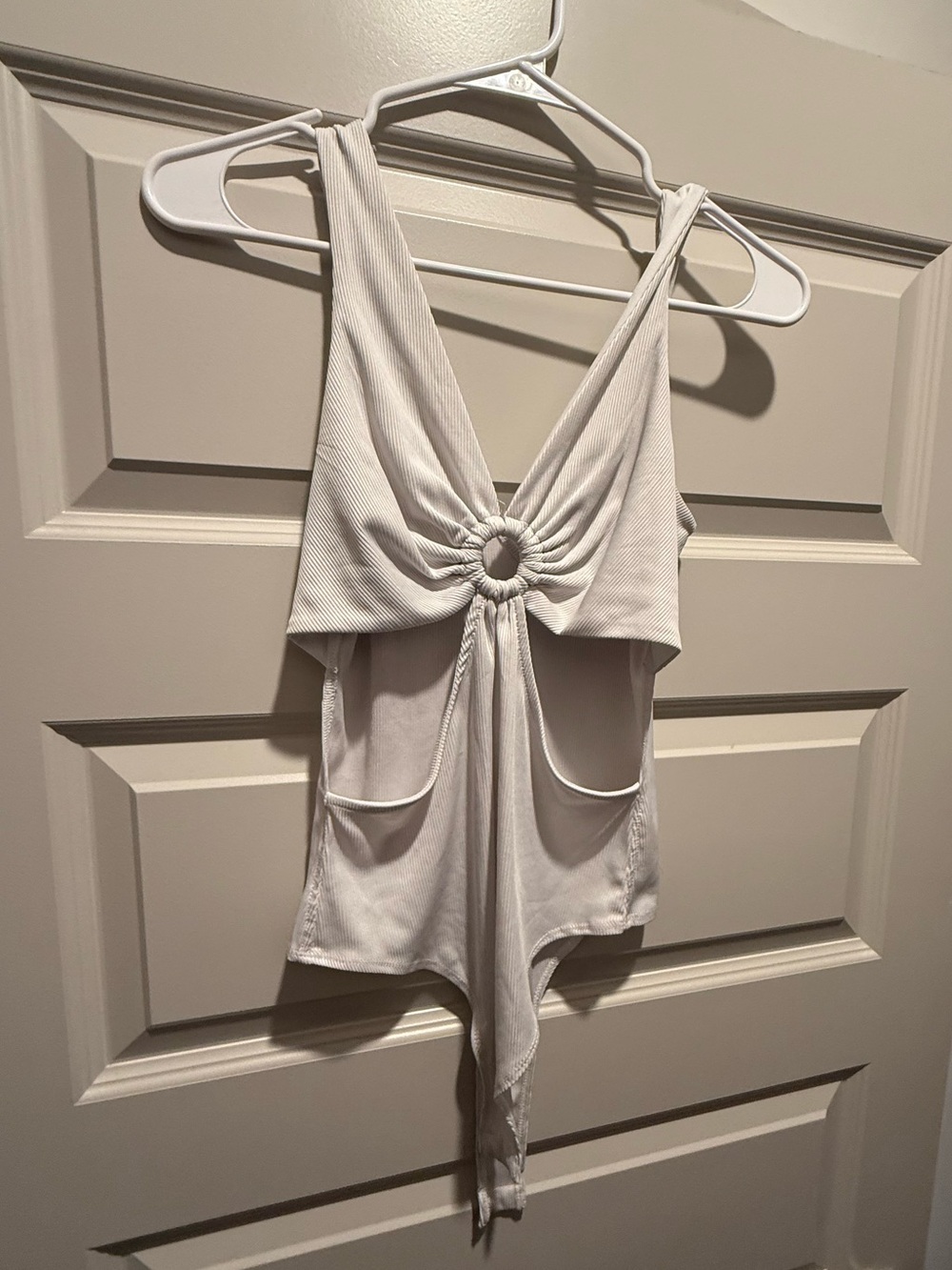 White Ring-Front Tank Top